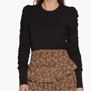 Walter Baker Dot Ruched Long Sleeved Top